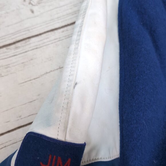 First Impressions Varsity Jacket Blue/White Melton Wool Leather Retro – Men’s 46 - Picture 6 of 12